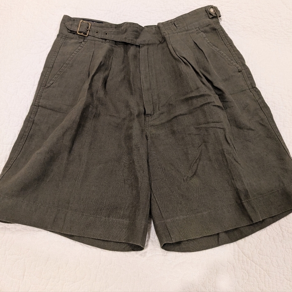 Willis & Geiger Olive Green Linen Shorts